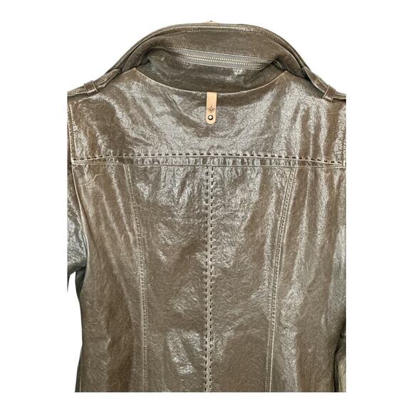 Vintage Mackage I Olive Green Lamb Leather Hidden Hood Biker Aviator Jacket  I S - Picture 3 of 10